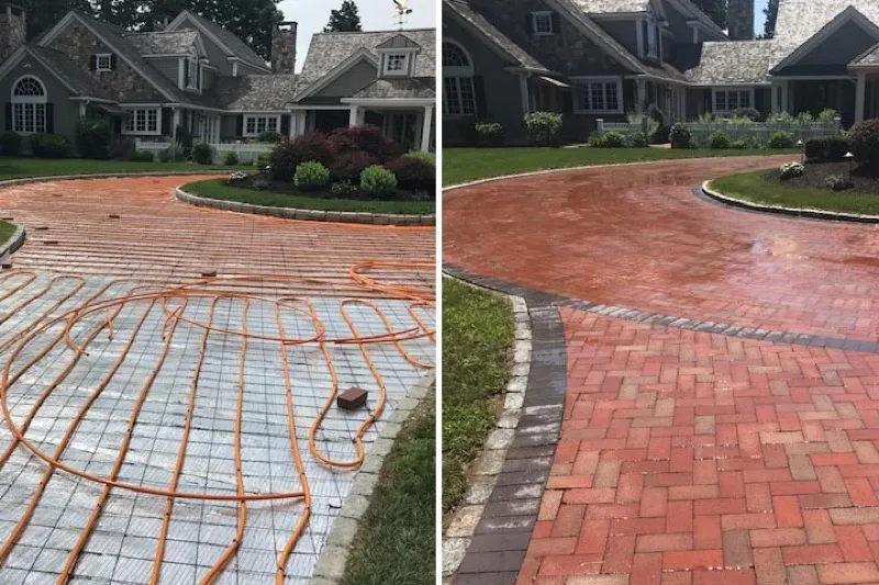 Custom stone patio hardscape installation